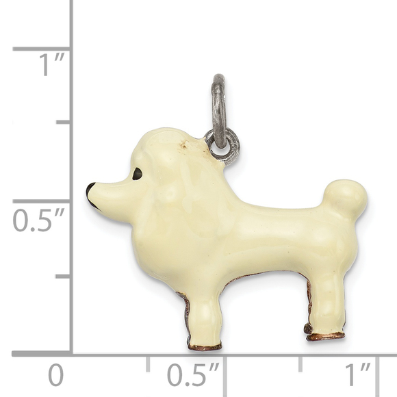 Sterling Silver White Enamel Poodle Pendant - Picture 3 of 4